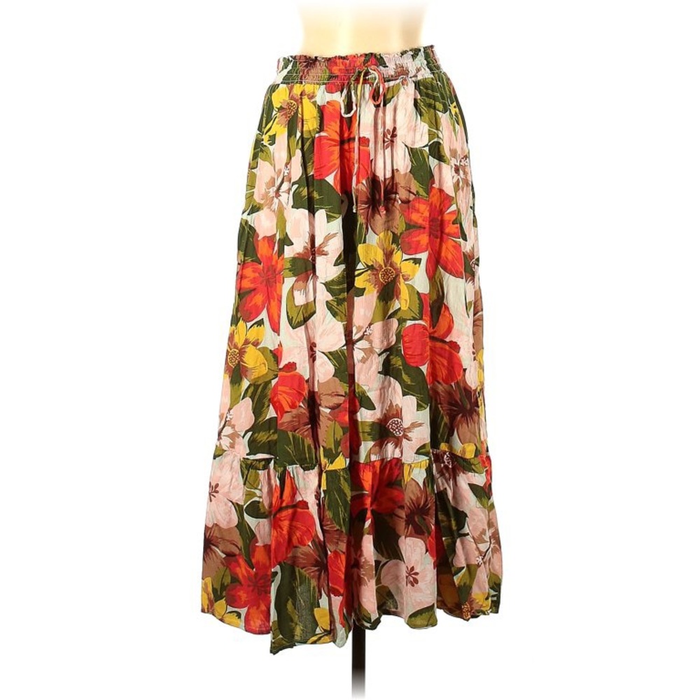 AERIE Hawaiian 🌺 tropical floral A Line summer skirt M EUC elastic waist